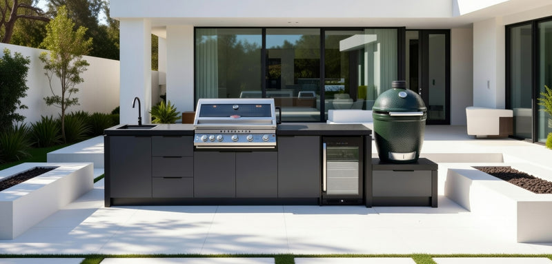 Cabinex Premium Outdoor Kitchen, Beefeater 7000 Premium 5 Burner and Green Egg | 3.2Meters