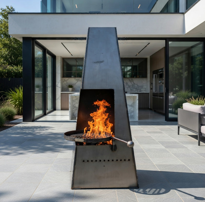 Piazza Chiminea with Swing Arm BBQ Rack