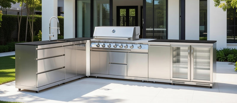 Whistler Outdoor Kitchen 6 Burner BBQ, Sink and Fridge | Stroud | 2.3 x 3.5Meters