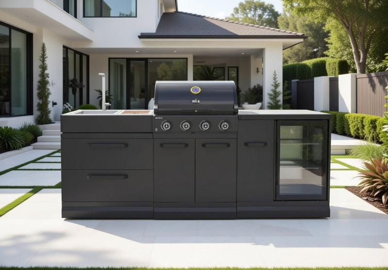 GRLLR Outdoor Kitchen 4 Burner Fridge and Sink | Full length 2.5M
