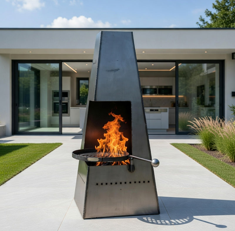 Piazza Chiminea with Swing Arm BBQ Rack
