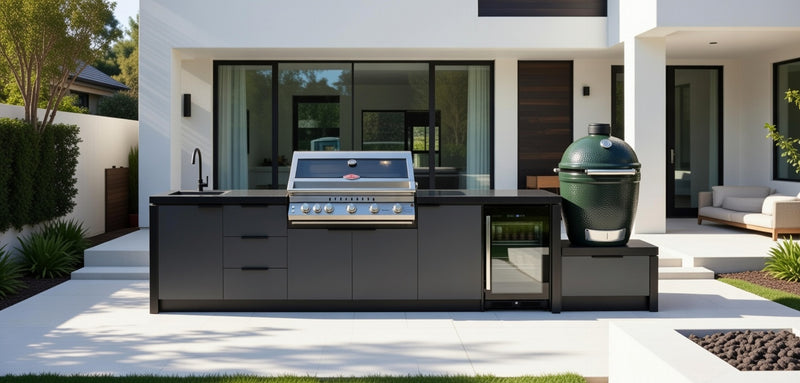 Cabinex Premium Outdoor Kitchen, Beefeater 7000 Premium 5 Burner and Green Egg | 3.2Meters