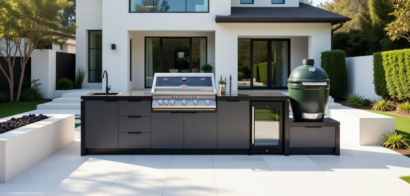 Cabinex Premium Outdoor Kitchen, Beefeater 7000 Premium 5 Burner and Green Egg | 3.2Meters