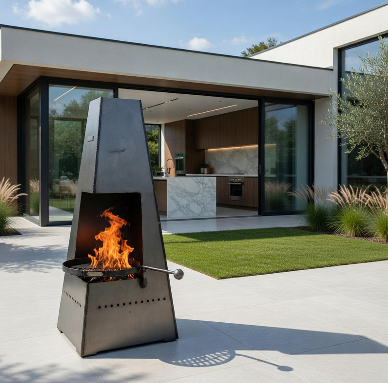 Piazza Chiminea with Swing Arm BBQ Rack
