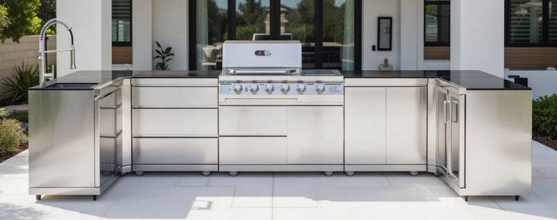 Whistler Outdoor Kitchen 4 Burner BBQ, Sink and Fridge | Luton | 1.5 x 4.2 x 1.6Meters