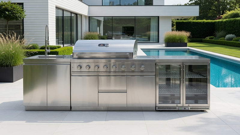 Whistler Outdoor Kitchen 6 Burner BBQ, Fridge, and Sink 3m