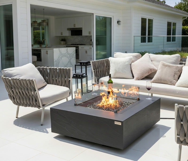 Roraima Fire Table - Slate Black and Wind Screen