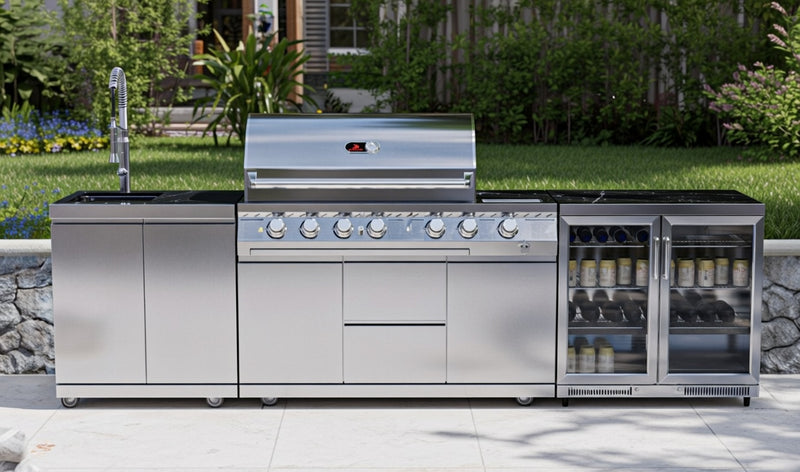 Whistler Outdoor Kitchen 6 Burner BBQ, Fridge, and Sink | 3.2Meter
