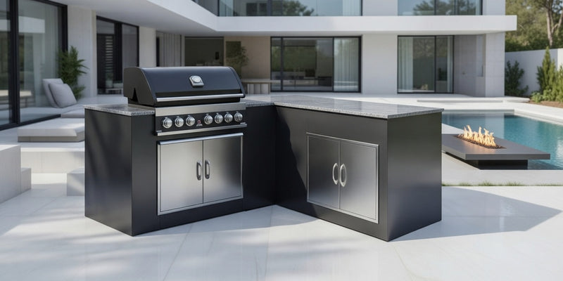 Grillandia L-Shape Outdoor Kitchen Paired with Grandpro 5 Burner Gas BBQ | 2.3M x 1.7M