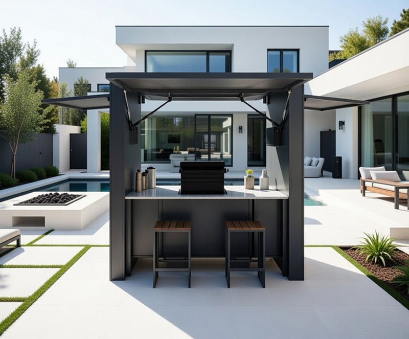 Grillandia Outdoor Kitchen Cabana Pod with Two Doors Complete With Fridge and Sink | 2.4m