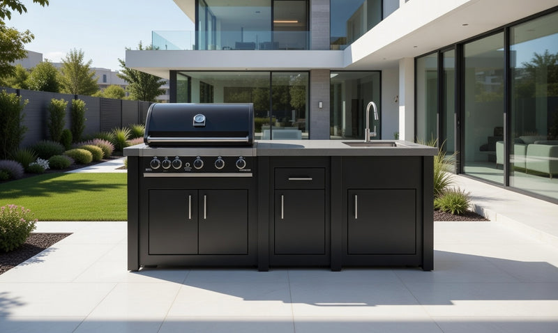 Grandpro by Stoll Aluminum Outdoor Kitchen Graphite GrandPro, and Sink | 2.4M