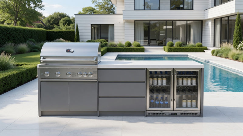 Whistler Fairford Grey Outdoor Kitchen with Burford 5-Burner BBQ | 2.8M Full-Length