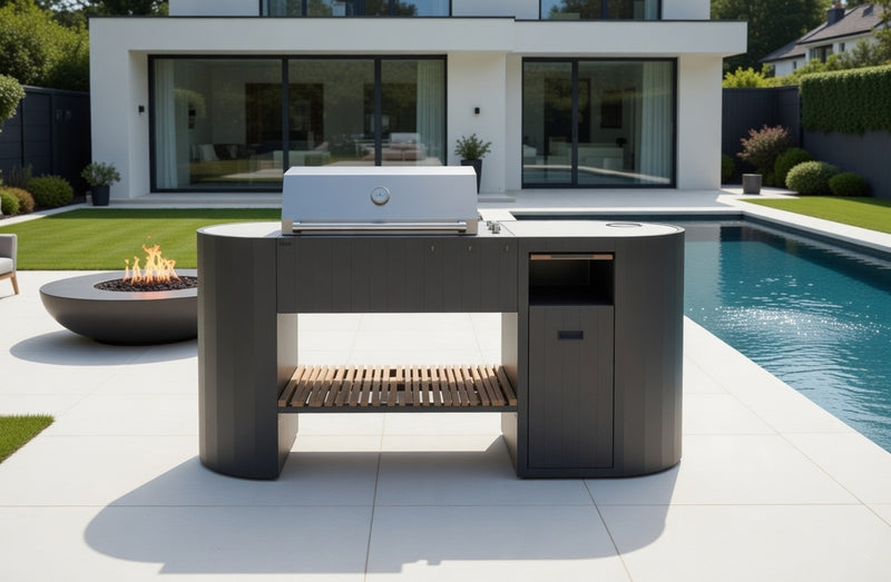 OVO Outdoor kitchens Paired with 3 Burner Gas BBQ and Gas Cabinet GM | 1.9M