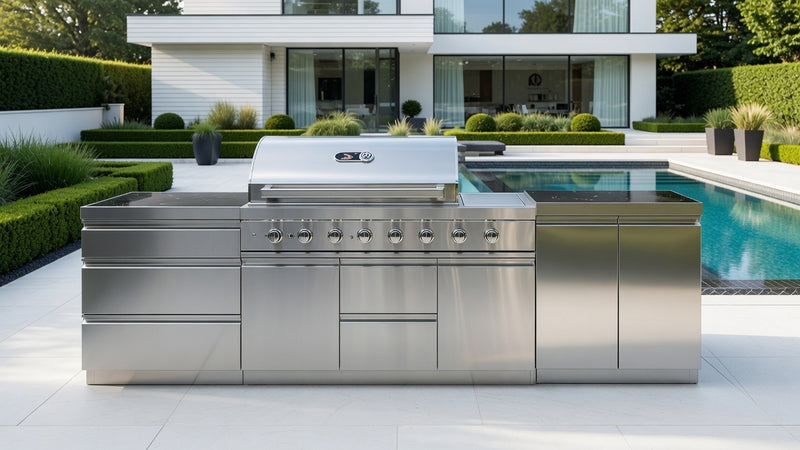 Whistler Outdoor Kitchen 6 Burner BBQ, Double Doors and Triple Drawer | 3.1M