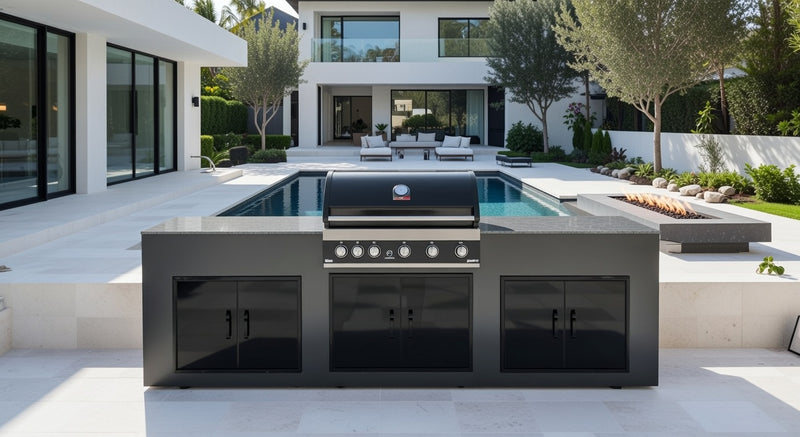 Grillandia Outdoor Kitchen Paired with GrandPro 5 Burner, and Triple Double Doors | 2.5M