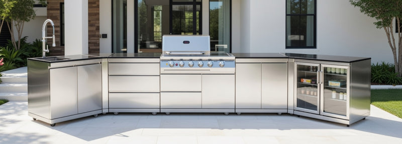 Whistler Outdoor Kitchen 4 Burner BBQ, Sink and Fridge | Bradford | 5.2Meters