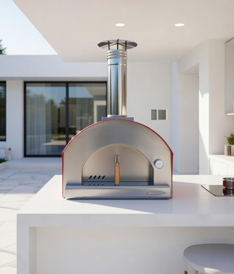 Rossofuoco Campagnolo Wood-Fired Oven 79 X 69 Cm - Stainless Steel/Red