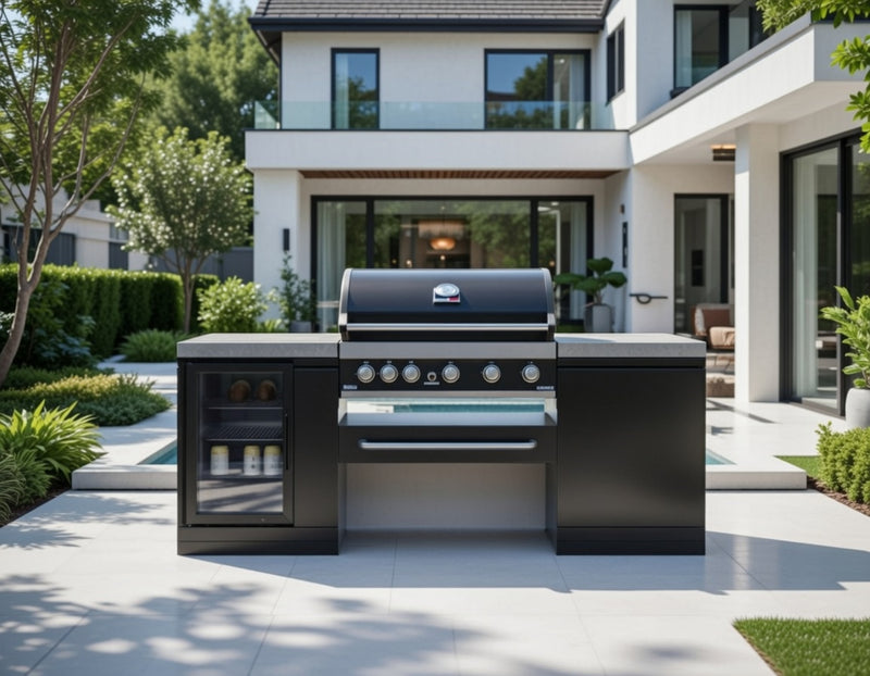 GrandPro Outdoor Kitchen with 5 Burner BBQ, and Fridge - 2m