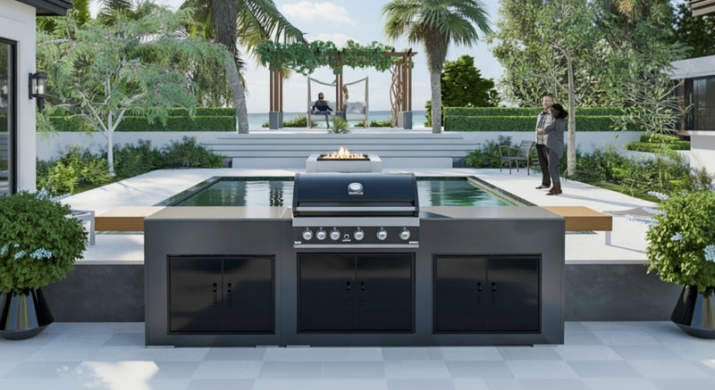 Grillandia Outdoor Kitchen Paired with GrandPro 5 Burner, and Triple Double Doors | 2.5M