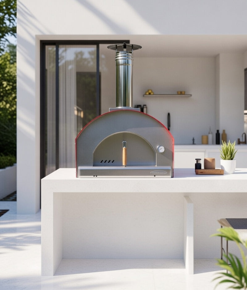 Rossofuoco Campagnolo Wood-Fired Oven 79 X 69 Cm - Stainless Steel/Red