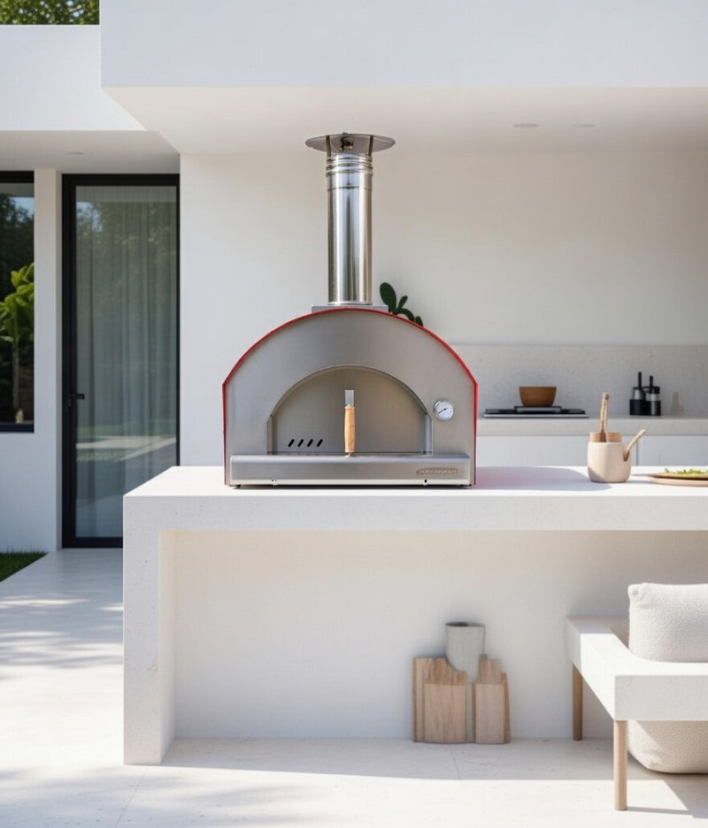 Rossofuoco Campagnolo Wood-Fired Oven 79 X 69 Cm - Stainless Steel/Red