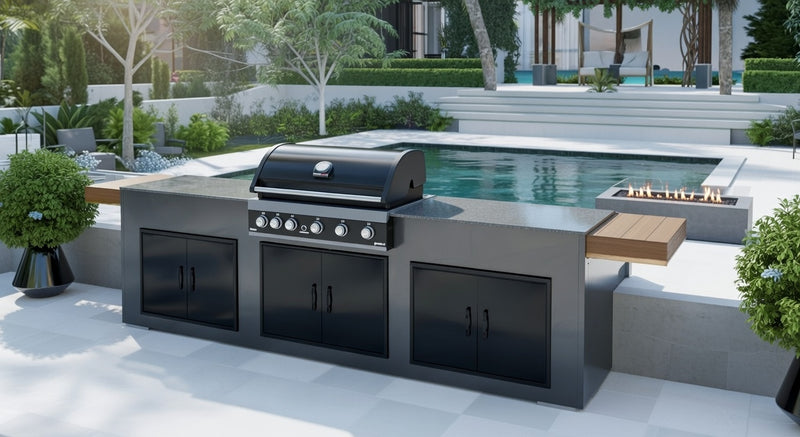 Grillandia Outdoor Kitchen Paired with GrandPro 5 Burner, and Triple Double Doors | 2.5M