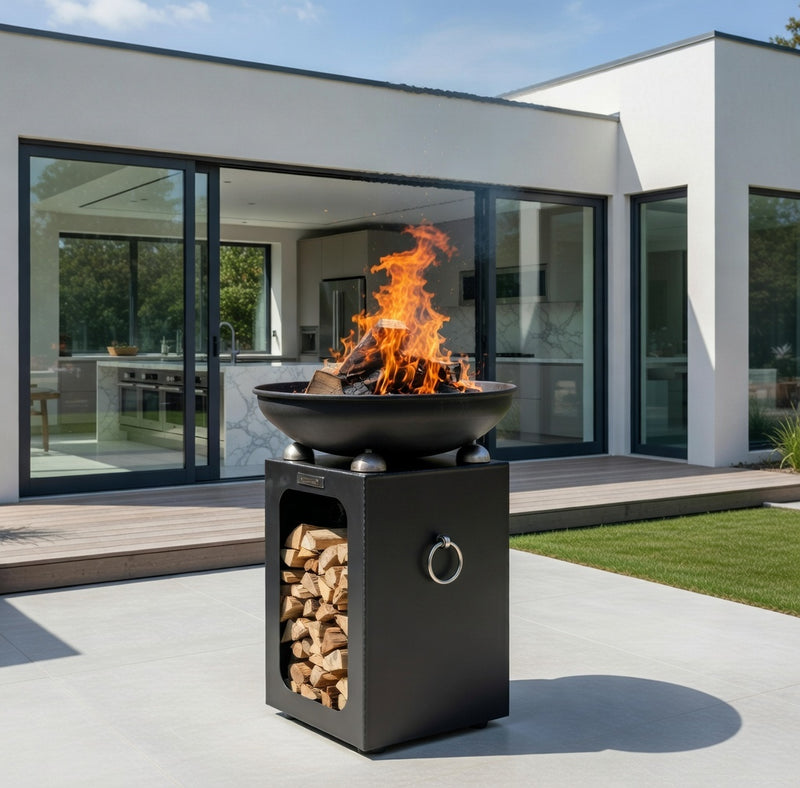 Fire Bowl with Log Storage
