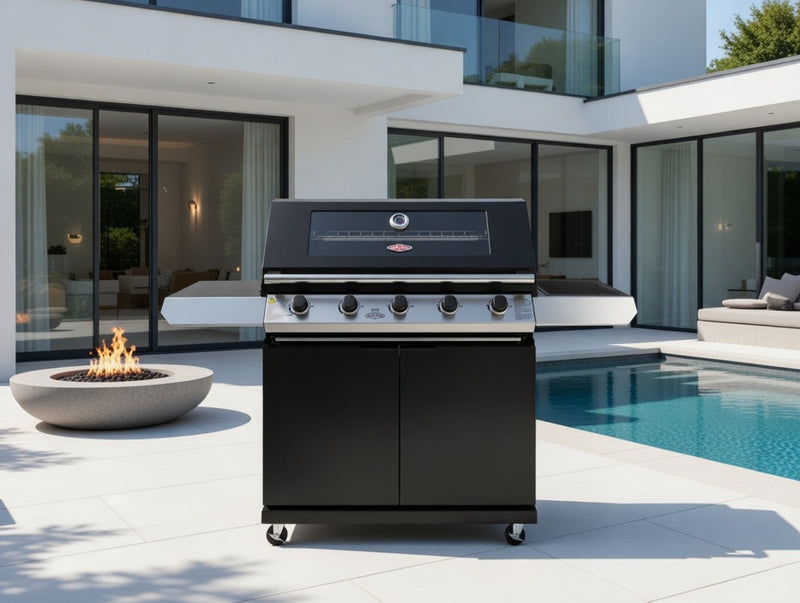 BeefEater 1200E Series - 5 Burner BBQ & Side Burner With Trolley