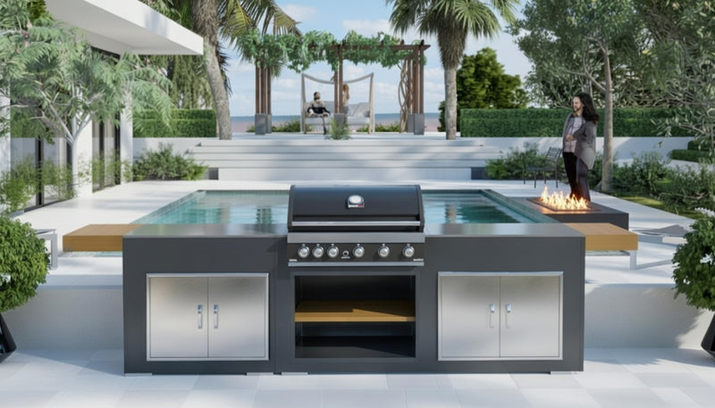 Grillandia Outdoor Kitchen Paired with GrandPro 5 Burner, and Double Doors | 2.5M