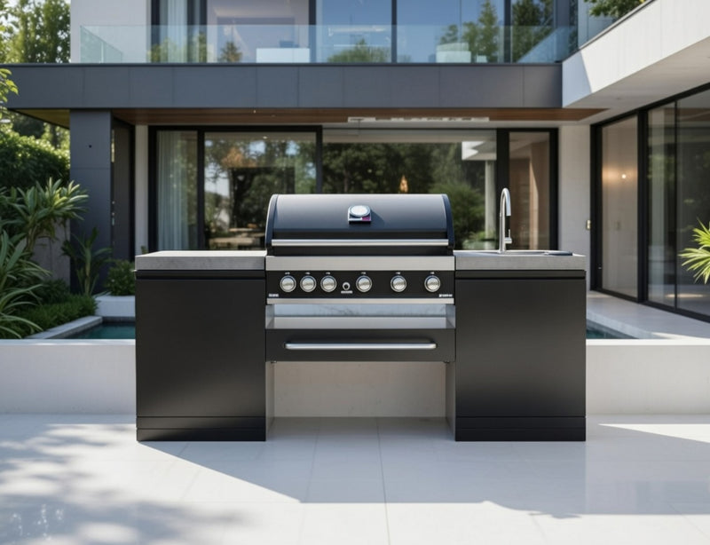 GrandPro Outdoor Kitchen with 5 Burner BBQ, and Sink - 2m