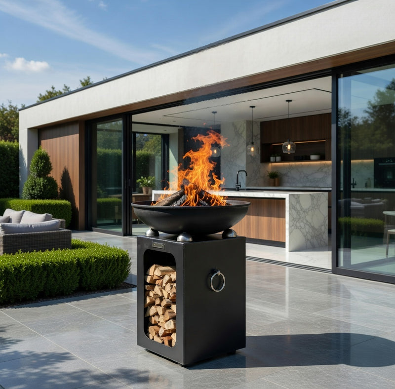 Fire Bowl with Log Storage
