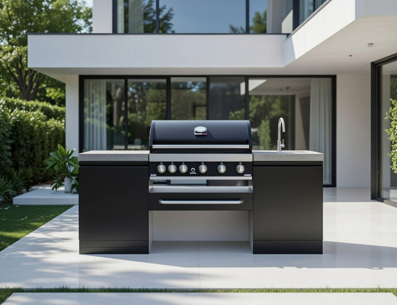 GrandPro Outdoor Kitchen with 5 Burner BBQ, and Sink - 2m