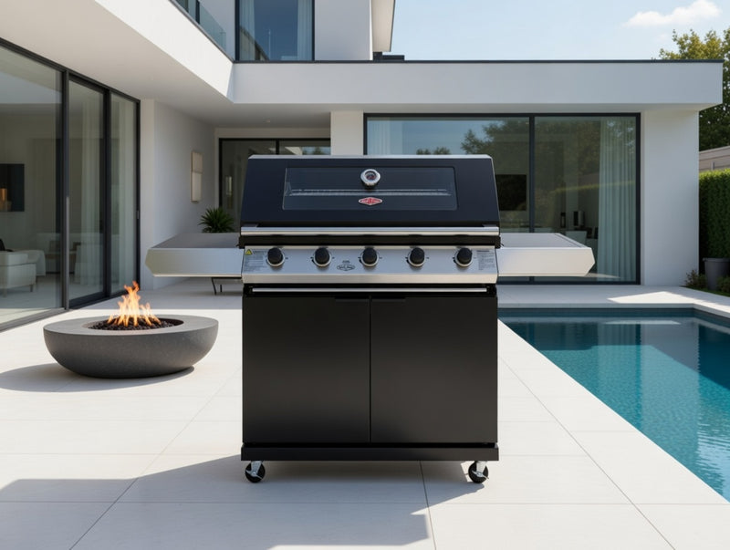 BeefEater 1200E Series - 5 Burner BBQ & Side Burner With Trolley