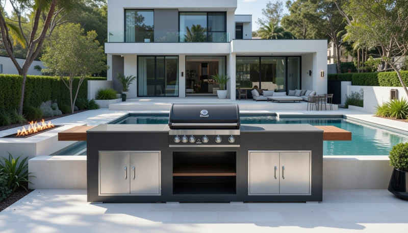 Grillandia Outdoor Kitchen Paired with GrandPro 5 Burner, and Double Doors | 2.5M