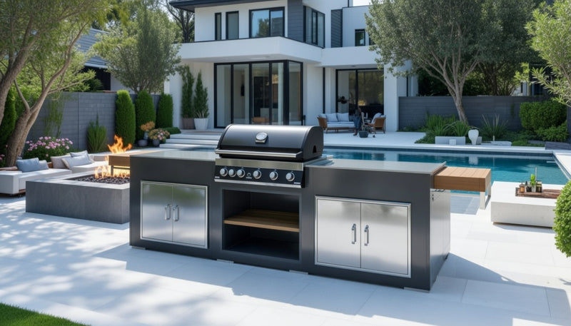 Grillandia Outdoor Kitchen Paired with GrandPro 5 Burner, and Double Doors | 2.5M