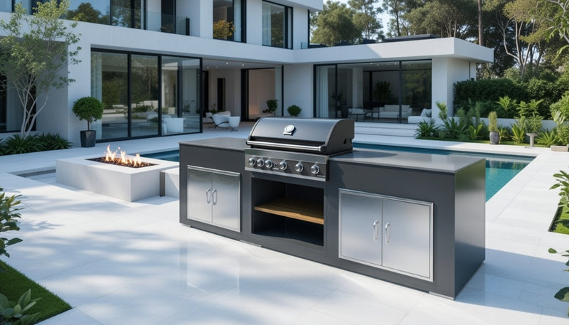 Grillandia Outdoor Kitchen Paired with GrandPro 5 Burner, and Double Doors | 2.5M