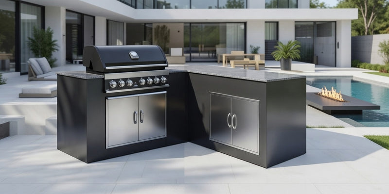 Grillandia L-Shape Outdoor Kitchen Paired with Grandpro 5 Burner Gas BBQ | 2.3M x 1.7M