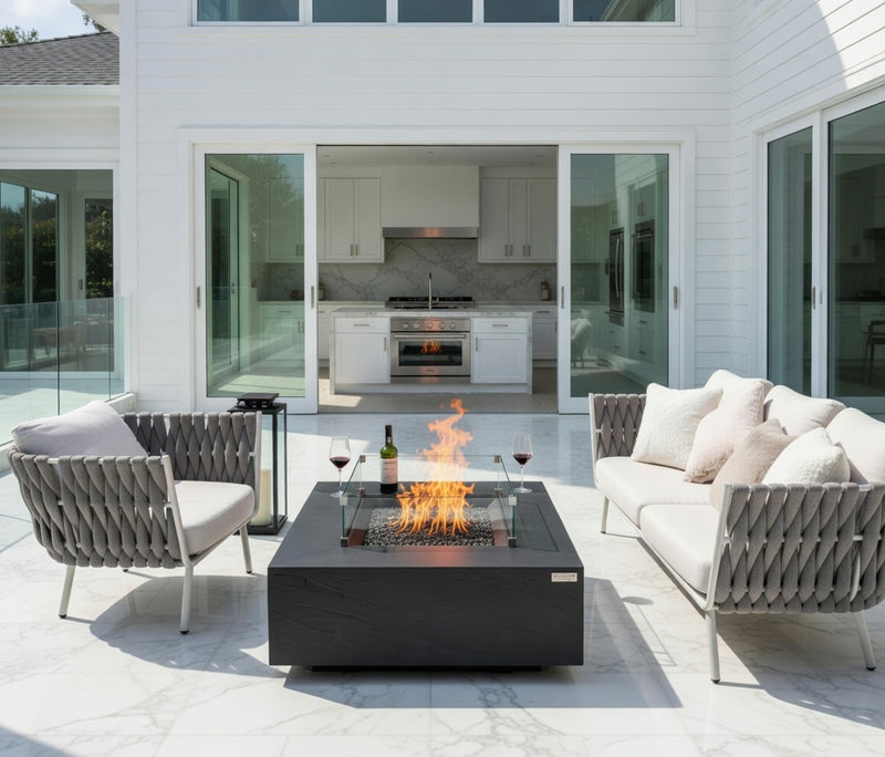 Roraima Fire Table - Slate Black and Wind Screen