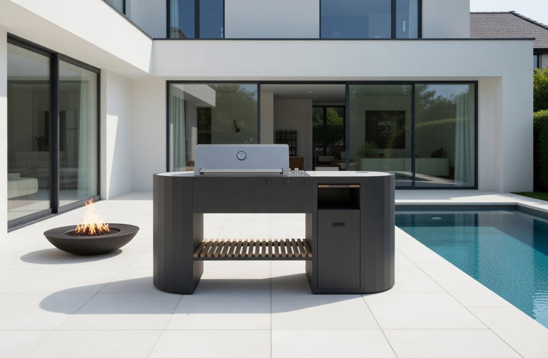 OVO Outdoor kitchens Paired with 3 Burner Gas BBQ and Gas Cabinet GM | 1.9M