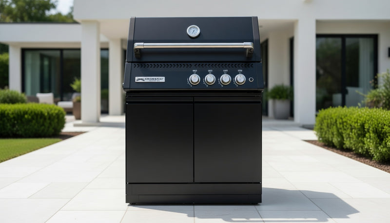 Heatstrip Crossray Black Built in gas BBQ and Base