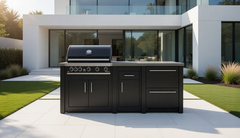 Grandpro by Stoll Aluminum Outdoor Kitchen Graphite GrandPro and Double Drawer Fridge | 2.3M