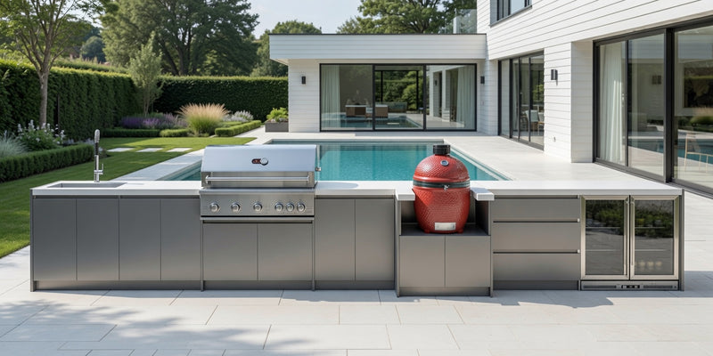 Whistler Fairford Grey Outdoor Kitchen with Burford 5-Burner BBQ | 6M Full Length Setup