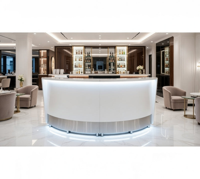 Front Reception Counter For Pub, Hotel, Hospital, Iluminated / Counter LED - Complete Set 7 + Sink