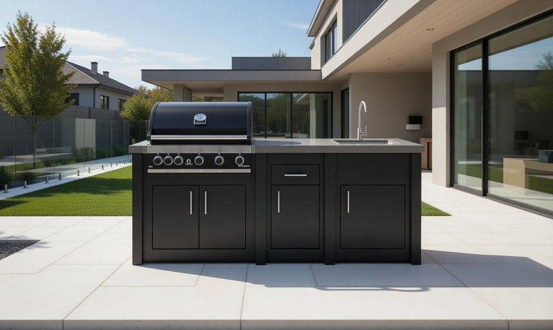 Grandpro by Stoll Aluminum Outdoor Kitchen Graphite GrandPro, and Sink | 2.4M