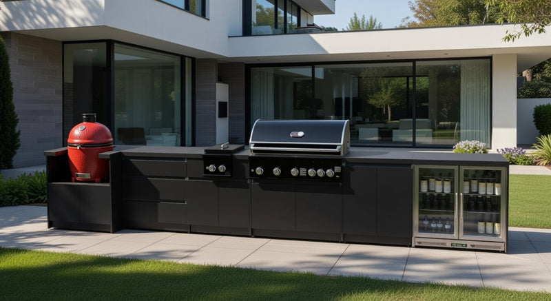 Whistler Fairford Black Outdoor Kitchen with Burford 5 Burner BBQ | 5.2M Full-Length