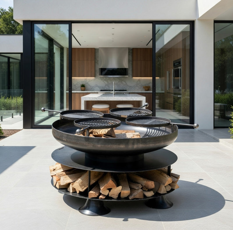 Ring of Logs 120 with Four Swing Arm BBQ Racks