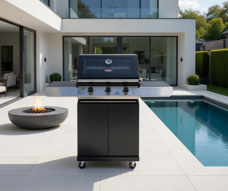 BeefEater 1200E Series 3 Burner BBQ & Side Burner With Trolley