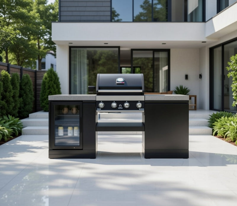 GrandPro Outdoor Kitchen with 4 Burner BBQ, and Fridge - 1.9m