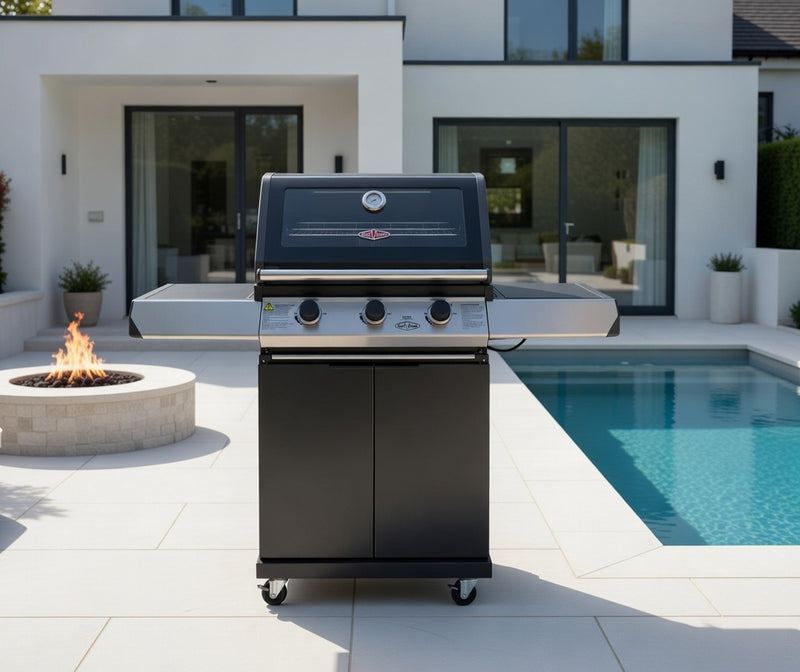 BeefEater 1200E Series 3 Burner BBQ & Side Burner With Trolley