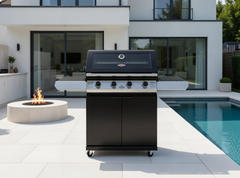 BeefEater 1200E Series 4 Burner BBQ & Side Burner With Trolley